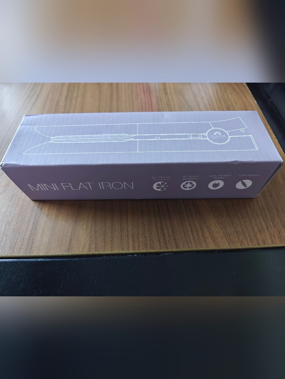 NIB Sutra Beauty Pastel Purple Mini Travel Flat Iron-1/2 Inch-Dual Voltage